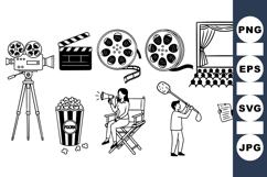 Vintage Movie Theater Icons Vector Clipart Product Image 1
