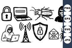 Cybersecurity Hacker Icons Vector for Tech Projects Product Image 1