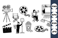 Black and White Movie Production Clipart Product Image 1