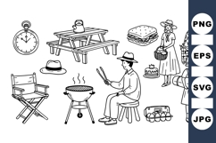 Hand Drawn Vintage Summer Picnic Clipart Product Image 1
