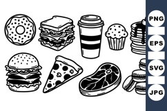 Hand Drawn Fast Food And Dessert Clipart Product Image 1