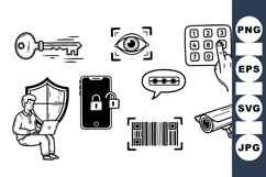 Hand Drawn Cybersecurity Icon Vector for Web Use Product Image 1