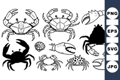 Black And White Crab Clipart Vector Product Image 1