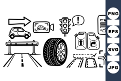 Hand Drawn Car Traffic Icon Vector for Driving Product Image 1