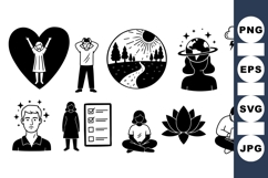 Mindfulness Meditation Vector SVG for Wellness Product Image 1