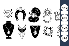 Black and White Jewelry Vector Clipart Product Image 1