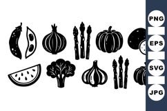 Rustic Farm Vegetable Silhouette Clipart Product Image 1