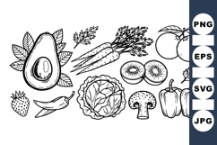 Hand Drawn Fruit And Vegetable Clipart Product Image 1