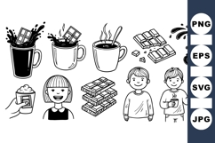 Cute Hot Chocolate Clipart For Winter Crafts Product Image 1