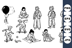 Hand Drawn Kids Activities Vector Clipart Product Image 1