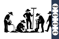 Black Silhouette Farmer Vector Clipart For Crafts Product Image 1