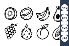 Minimalist Tropical Fruit Line Art Clipart Product Image 1