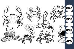 Hand Drawn Crab Vector Clipart for Coastal Crafts Product Image 1