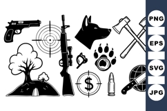 Outdoor Hunting Silhouette Clipart with Gear Product Image 1