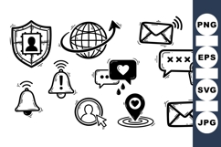 Social Media Icons Hand Drawn Vector Product Image 1