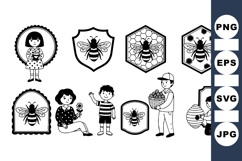 Vintage Bee Kids Clipart For Crafts Product Image 1