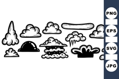 Hand Drawn Black And White Cloud Vector Product Image 1