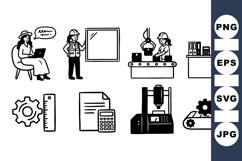 Industrial Work Process Icons For Manufacturing and Office Product Image 1