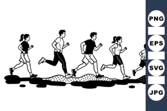 Running Family Silhouette Vector Clipart Product Image 1