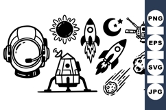 Hand Drawn Space Exploration Clipart for Projects Product Image 1