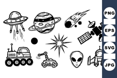 Hand Drawn Space Exploration Vector Clipart Product Image 1