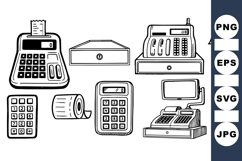 Hand Drawn Cash Register Clipart For Business Designs Product Image 1
