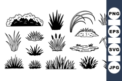 Wetland Grass Silhouette Vector Clipart Product Image 1