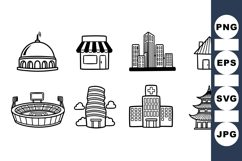 Hand Drawn Urban Building Icon Vector Product Image 1