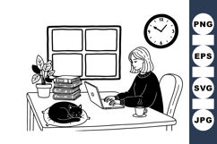 Minimalist Home Office Vector Line Art Product Image 1