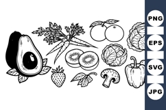 Hand Drawn Vegetable Line Art Clipart Product Image 1