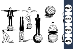 Hand Drawn Businessmen Balancing on Balls Vector Product Image 1
