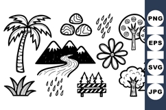 Hand Drawn Nature Doodle Clipart for Crafts Product Image 1