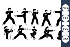 Karate Martial Arts Fighting Poses Vector Product Image 1