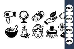 Black and White Spa Wellness Icon Product Image 1