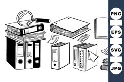 Black And White Office Binder And Book Clipart Product Image 1