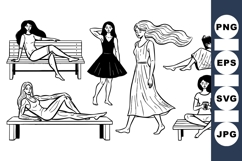 Black And White Vector Women Silhouette Product Image 1