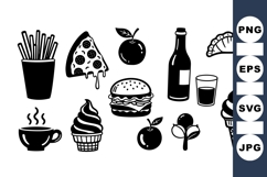 Black and White Fast Food Icon Vector Product Image 1