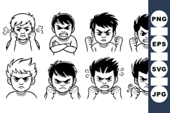 Angry Boy Facial Expression Vector Clipart Product Image 1