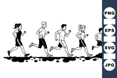 Silhouette Running People Vector Clipart Product Image 1