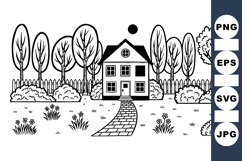 Black and White Home Garden Line Art Product Image 1