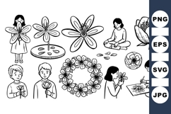 Hand Drawn Kids Floral Bouquet Clipart Product Image 1