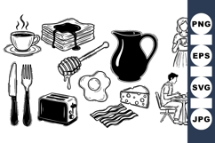 Hand Drawn Classic Breakfast Vector Clipart Product Image 1