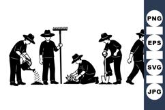 Black Gardening Worker Vector Silhouette Product Image 1