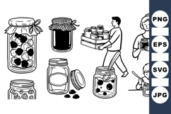 Hand Drawn Mason Jar Jam Clipart Product Image 1