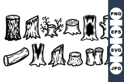 Hand Drawn Rustic Tree Stump Clipart Product Image 1