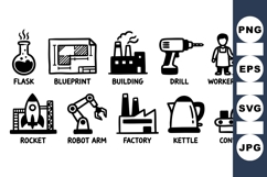 Hand Drawn Industrial Machinery Icon Product Image 1