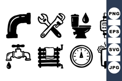 Hand Drawn Plumbing Tools And Fixtures Icon Product Image 1