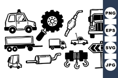 Hand Drawn Black Truck And Vehicle Clipart Product Image 1