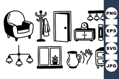 Hand Drawn Home Furniture SVG Clipart Product Image 1
