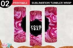 Pink and red marble 20 oz Skinny Tumbler wrap sublimation Product Image 1
